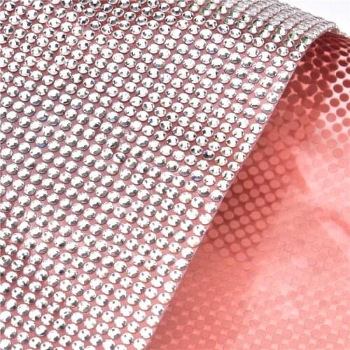 Self Adhesive Bling Flat Glass Ss8 Rhinestone Trim Crystal Beaded Applique Iron On Strass Mesh Ribbon Banding For Diy Decoration