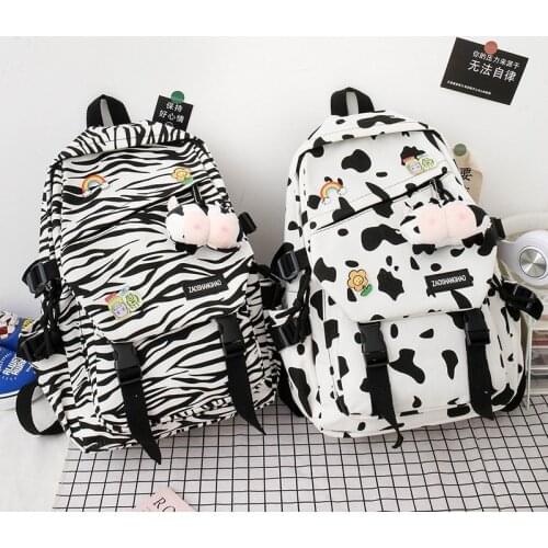 Cute Girl Student Backpack Canvas College kawaii School Bag Female Printing Fashion Backbag Women Harajuku Cool Book Bag 2021