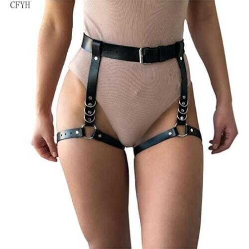 SM Bondage Leg Strap Beam Waist Leather Pant BDSM Couples Adult Sex Rivet Body Harness Restraint Fetish Cosplay