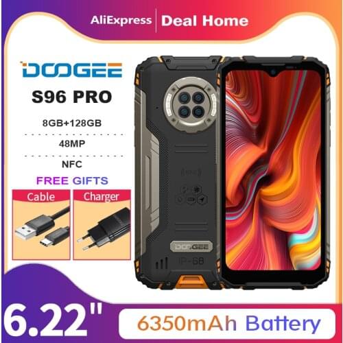 DOOGEE S96 Pro 8GB+128GB Smartphone 48MP Round Camera 20MP Infrared Night Vision 6.22'' Helio G90 Octa Core 6350mAh Smart Phone