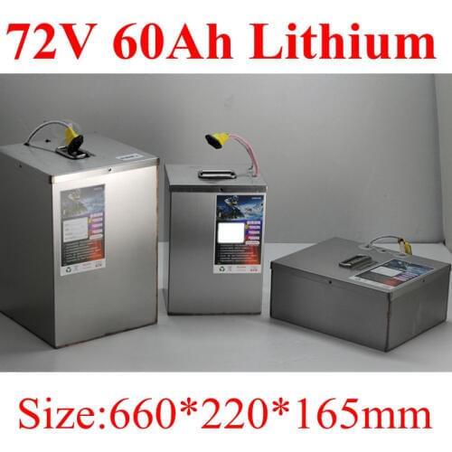 Steel Case High 72v 60Ah Litio Battery Pack 50Ah Inverter Solar Energy Motorhome RV EV Power Supply 5000w Oem 100A + 10A Charger