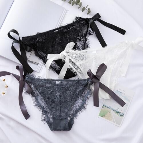 Womens Sexy Underwear Transparent Hollow Out Briefs Low Waist Seamless Underpants Ladies Lace Up Hot Panties Female Lingerie