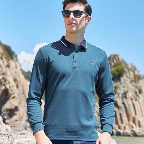 UCAK Brand Spring Autumn New Arrivals High Quality Casual Cotton Turn-down Collar Long Sleeve Polo-Shirt Men Clothing U5343