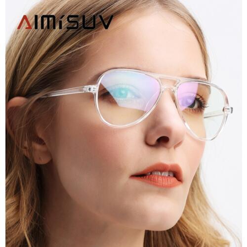 AIMISUV Anti Blue Ray Glasses Women Polit Anti Blue Light Computer Glasses Cool Fashion Plastic Clear Lens Eyeglasses Female