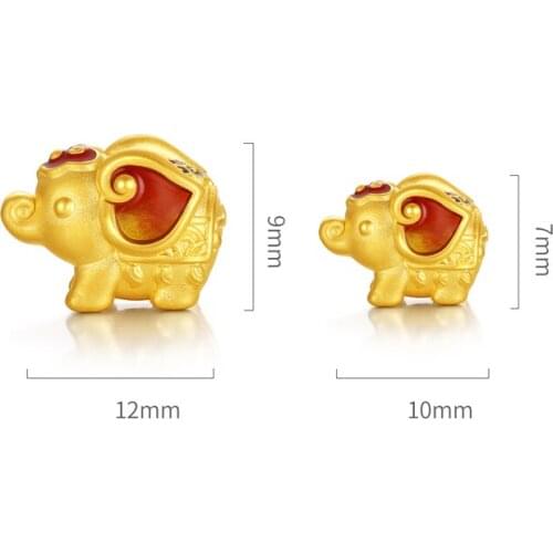 Pure 24K Yellow Gold Bracelet Women 999 Gold Lucky elephant Bracelet Good Gift