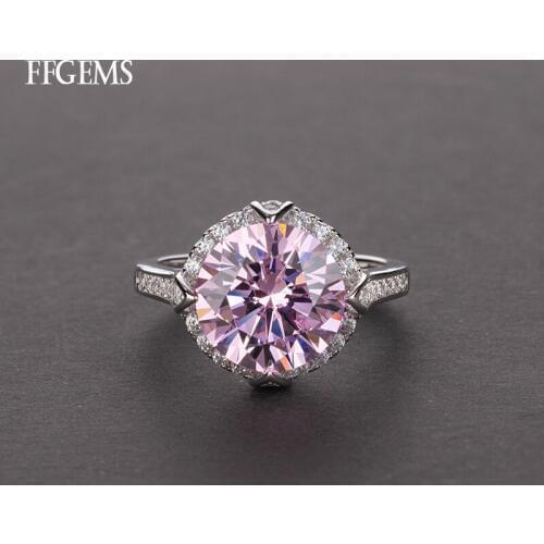FFGems 100% 925 Sterling Silver Created Moissanite Pink Sapphire Citrine Rings Fine Jewelry Women Wedding Party Gift Wholesale