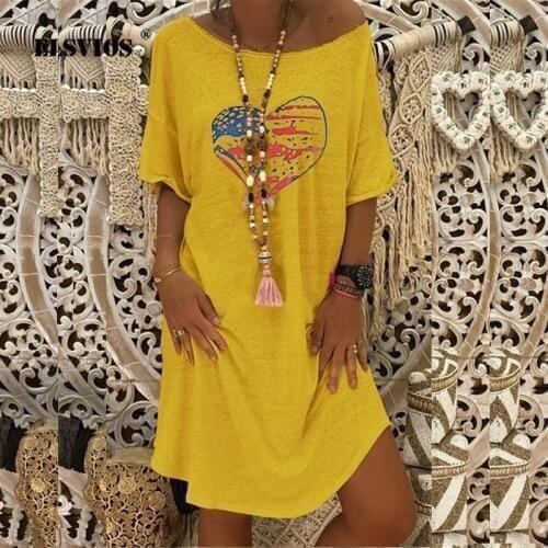 ELSVIOS Women oversized Heart Pattern Knitted Dress Elegant Autumn Summer short sleeve Loose dress Lady Casual o neck dresses