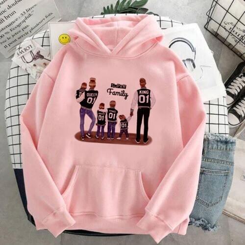 Winter Women Clothing Long Sleeved Super Family Print Harajuku pink White Hoodies Sweatshirt Fashion Pocket Lady Pullover Female