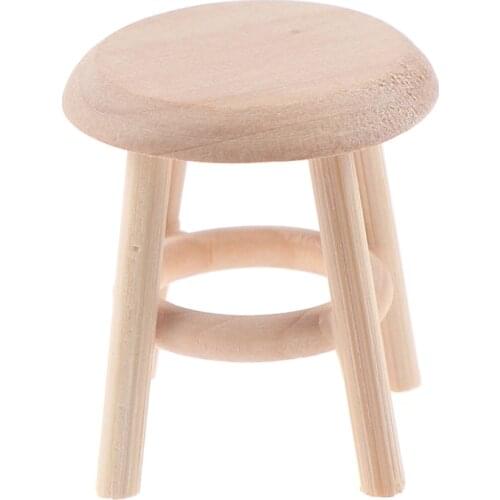 1/12 Dollhouse Miniature Furniture Round Stool Chair for Kids Pretend Play Toys