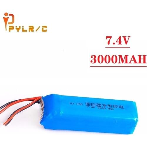 Upgrade 3000mAh 7.4V Rechargeable Lipo Battery for Frsky Taranis X9D Plus Transmitter 2S 7.4V Lipo Battery Toy Accessories 1pcs