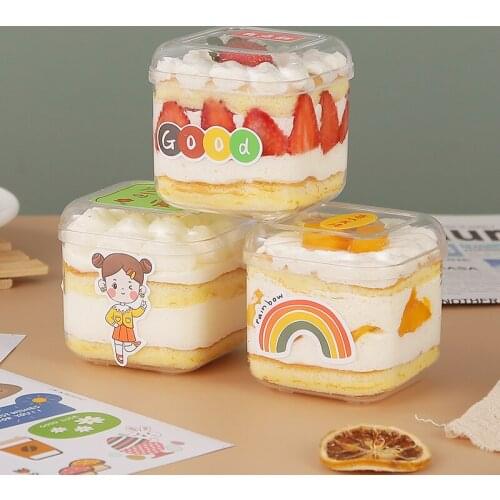 10pcs High quality square cake cup disposable hard plastic cup wedding birthday party favors pudding dessert yogurt cup with lid