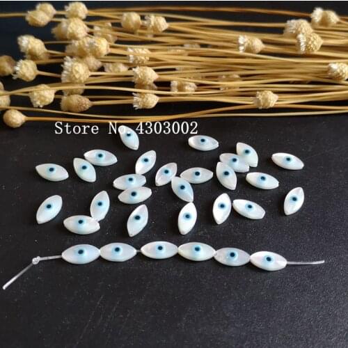 100pcs/lot 5x10mm Natural Blue Evil Eye Mother of Pearl shell for DIY Jewelry Marquise Cut MOP Pearl Shell Beads