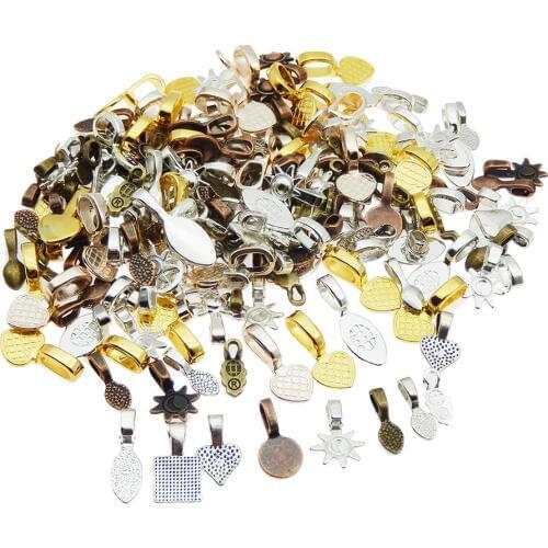 100pcs Mix Color Style DIY Oval Jewelry Scrabble Glue On Earring Bails For Fitting Glass Cabochon Tiles Pendants