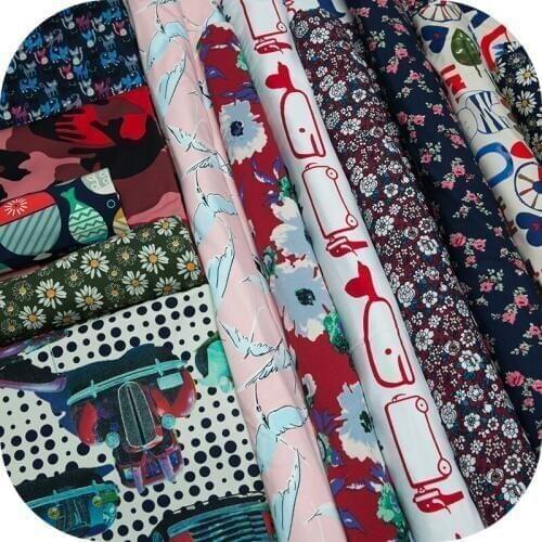 21 Colors:Birds/tiger/fish/cat/bear print,floral,dots,car,camouflage,stretchy knitted pure cotton fabric for T-shirt by the yard