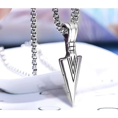 Beier 316L Stainless Steel Vintage Spearhead Pendant Necklace for Men Determination of Spirit Tribal Adventures Jewelry LP088