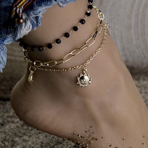 3 Pieces Chains Anklets Women Fashion Beach Ankle Bracelet Female Feet Jewelry Accessories 2020 Jewelry Moon Leg Bracelets