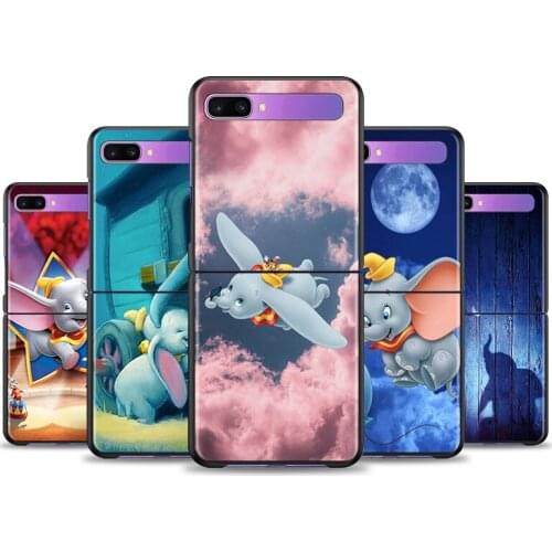 Cover For Samsung Galaxy Z Flip 6.7" Flip3 5G Black PC Hard Phone Case Segmented Protect Coque Cute Baby Dumbo