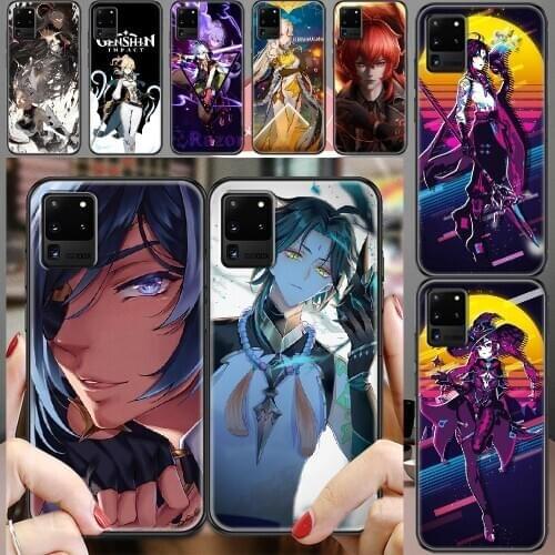 Genshin Impact Game Phone case For Samsung Galaxy Note 4 8 9 10 20 S8 S9 S10 S10E S20 Plus UITRA Ultra black luxury back fashion