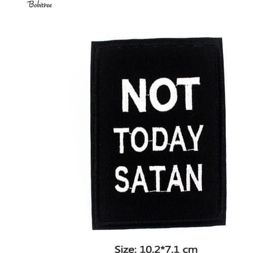 Black Not Today Satan Cloth Patches Badges Iron on Stickers Sewing Handmade Stripes Appliques DIY for Jackets Backpack