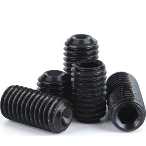 M2.5x2.5-10mm Black Oxidized 12.9 Grade Alloy Steel Allen Socket Cup Point Grub Scerw DIN916 For Car Model DIY