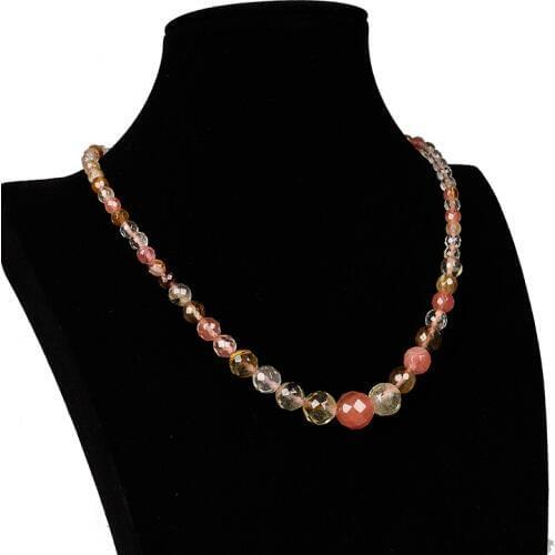 Faceted Gemstone Beads size for 6-14mm Glittering jewelry Watermelon Crystal Quartz Necklace Customized for female 18inch H122