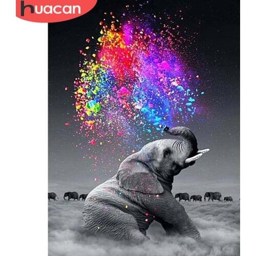 HUACAN Diamond Painting Full Square Elephant Diamond Mosaic Animal Diamond Embroidery Picture Of Rhinestone Christmas Decor Home