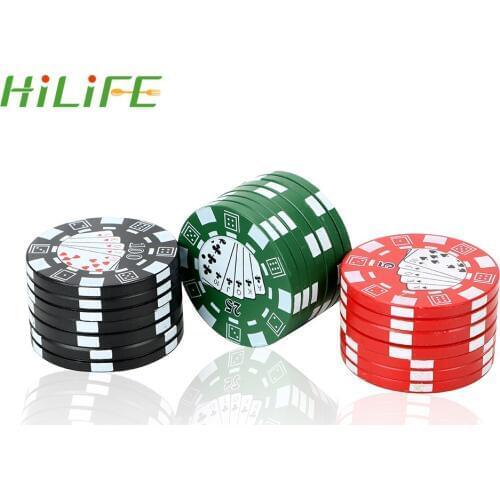 HILIFE Cigarette Accessories Gadget Poker Chip Style Tobacco Grinder Herb Cutter 3-layer Spice Weed Cutter