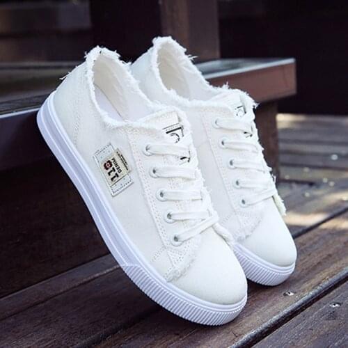 Women Canvas Snakers Summer Canvas Shoes Women Denim Snakers Ladies Lace-Up Trainers Casual Women Flats New Fashion Sneakers