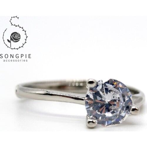 Eight hearts and eight arrows cut 1.5ct zircon 925 sterling silver charm engagement womens jewelry ring