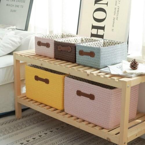 Handwoven Storage Baskets Foldable Sundries Organisers Seagrass Storage Basket for Laundry Book Snack Organizer with Handle