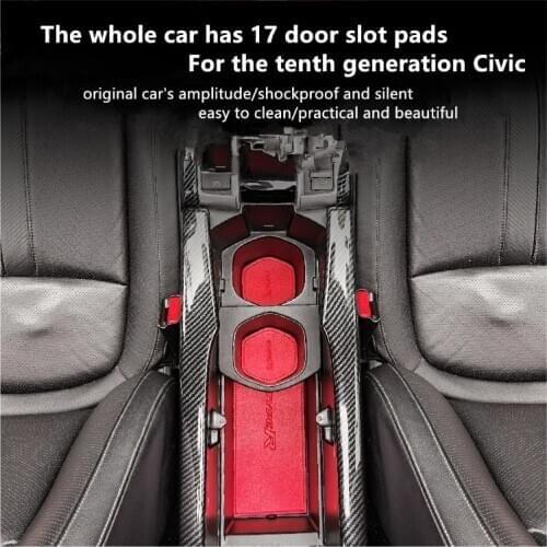 For Honda Tenth Generation Civic Leather Door Slot Mat Interior Modification Anti-slip Mat CIVIC Water Cup Storage Slot Mat