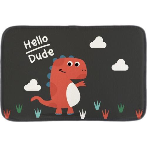 Hello Dude Cute Red Dinosaur Printed Decorative Indoormat Chilrdens Room Soft Door Mat Short Plush Bathroom Floor Mats Carpets