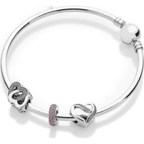 NEW 925 silver products european-american simple style heart accessories with bracelet diy bracelet lover gift