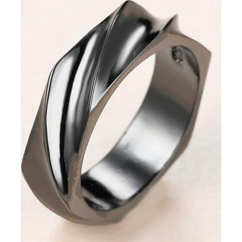 Luxury Geometric Engagement Ring Hip Hop Male Female Punk Metal Small Ring Vintage Fashion Black Gold Wedding Ring For Women Men