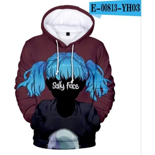 Game Clothing Funny Anime Sally Face Hoodie Boys/Girls Hoodies Sweatshirt Women/men Game Sally Face Wig Latex Kids Hip Hop Tops