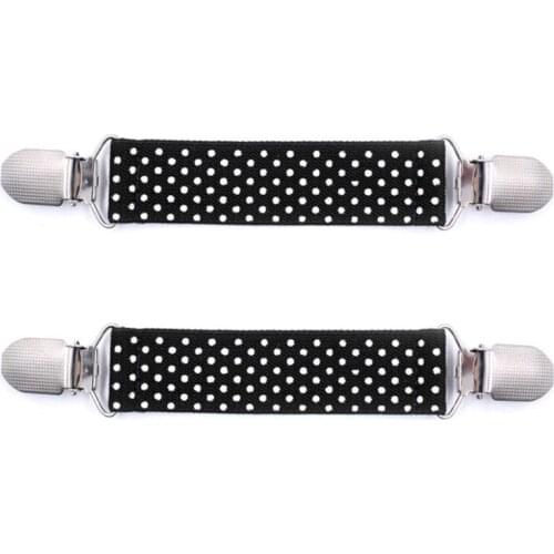 Kids Boy Girl Strong Elastic Glove Mittens Metal Clips with Teeth Tight Steel Grip Polka Dot Printed Duckbill Clamp