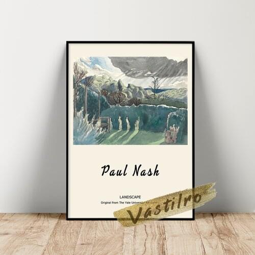 Paul Nash Exhibition Poster, Nash Landscape Wall Painting, Vintage Natural Scenery Art Prints, Living Room Bedroom Wall Stickers