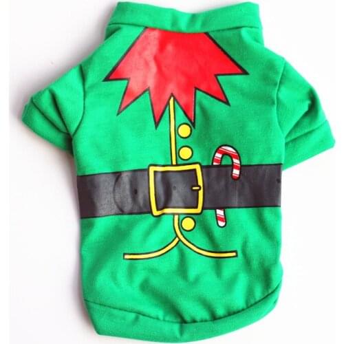 Merry Christmas Dog Clothes Green Elf Dog Costumes Apparel Jacket Cotton Pet Puppy Small Warm Coat