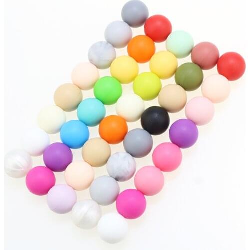 Wholesale 2000pcs/lot 40colors Silicone Beads 10MM 12MM 15MM Round Shape Baby Teether Silicone BPA Free DIY Teething Accessory