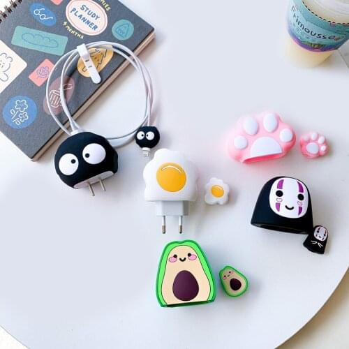 Cute cartoon charger cover for Apple Charger 18w 20w Fast Charge Protective Cover silicone Shell for iPhone 11 12 PRO For ipad