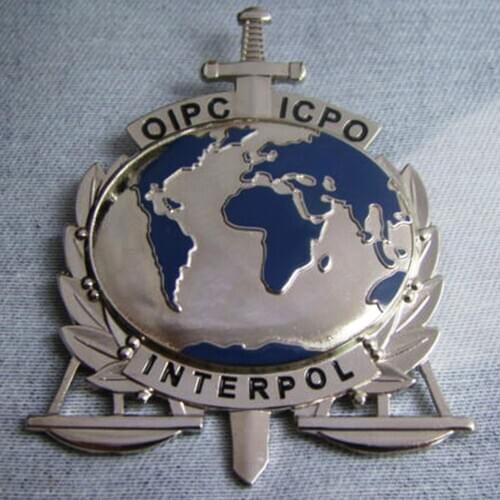 US INTERNATIONAL INTERPOL ICPO METAL PIN BADGE BROOCH