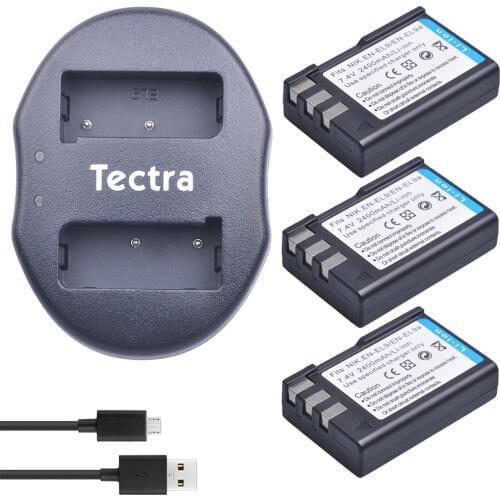 Tectra 3PCS 2400mAh EN-EL9 EN-EL9a ENEL9 Li-ion Camera Battery + USB Dual Charger for Nikon D60 D40 D40X D5000 D3000 MH-23