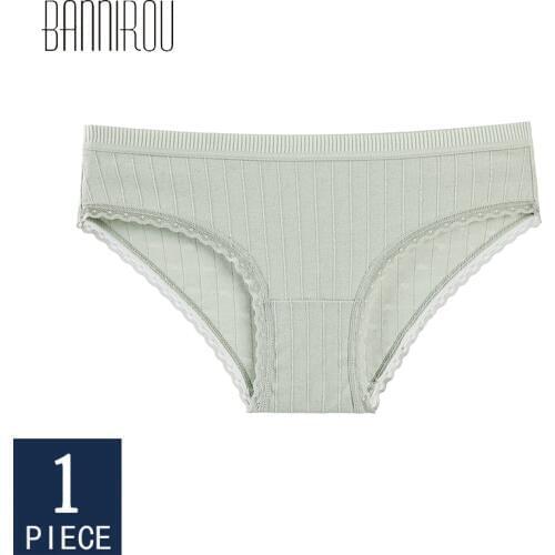 BANNIROU Cotton Underwear For Woman Female Panties High Quality Soft Lace Briefs For Woman Underwear Cotton 2021 New 1 Piece