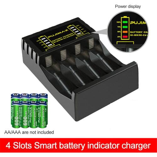 New 4-Slot Fast Smart Electronic Charger Li-Ion Battery Usb Independent Charging Portable With Led Indicator For Aa/Aaa Ni-Mh