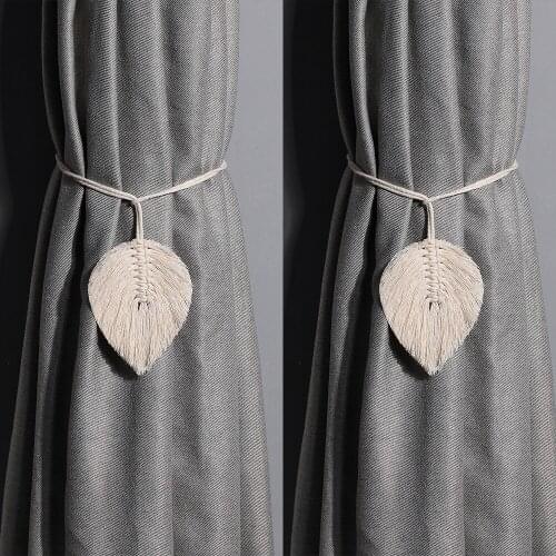 2 Pack Leaf Macrame Curtain Tiebacks Shaped Braided Curtain For Living Room Holdback Window Curtain Home Room Bedroom Decoration