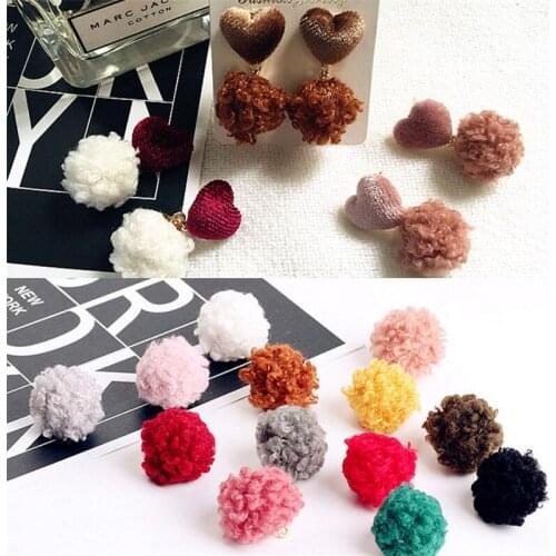 10pcs woman Earrings korean 2020 Fashion Lamb Fur Ball Pendant Statement Trumpet With Hanging Earrings Diy Jewelry Accessories