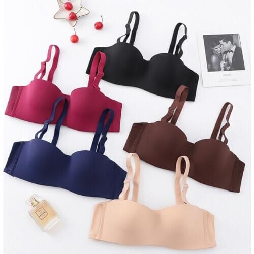 Womens Underwear Half Cup Push Up Bra Satin Seamless Bralette Bras Sexy Plunge Intimates Female Lingerie Convertible Straps