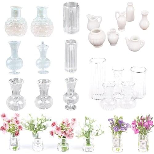 1/2/5PCS Mini Vase Decoration Blue And White Porcelain Pot ShapeFor Doll House Kitchen Furniture Accessories Simulation Toys