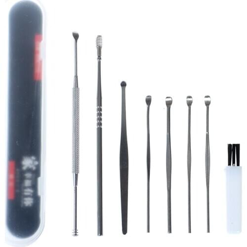 1/6/7/8Pcs/Set Unisex Stainless Steel Spiral Ear Pick Spoon Ear Wax Removal Cleaner Ear Care Beauty Tools Multifunction Portable