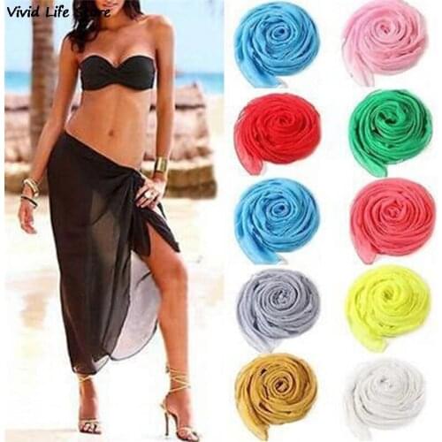 1PCS Colorful Cotton Sexy Beach Cover Up Womens Sarong Summer Bikini Cover-ups Wrap Pareo Beach Dress Skirts Towel
